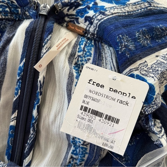 Free People All Shook Up Blue Print Sleeveless Jumpsuit - Picture 5 of 7